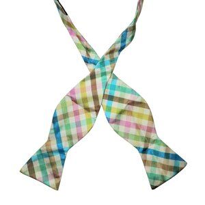 Ted Baker London Bow Tie Men's Multicolor Checkered Silk Hand Tailored in USA